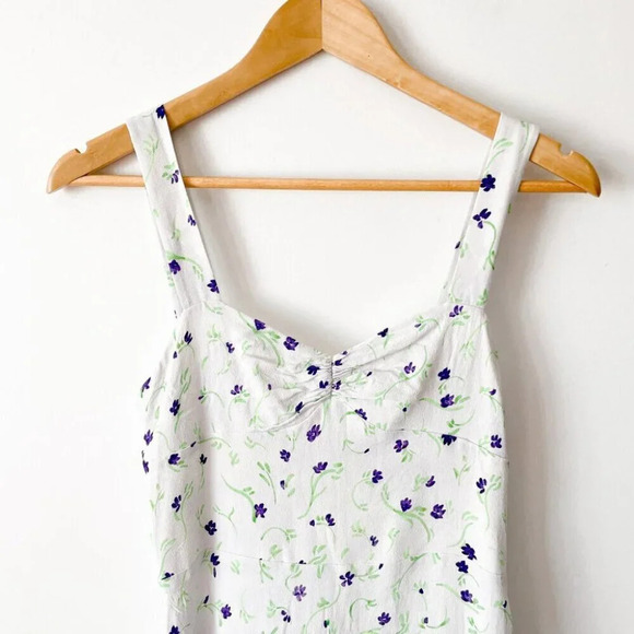 Aritzia Sunday Best Payton Sweetheart Midi Dress White Purple Floral Size 2 - Picture 5 of 8